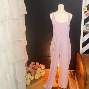 FP Movement Free People Ready Set Go Lavender Purple Strappy Back Jumpsuit Large